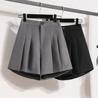 2021 autumn and winter new suit wide leg pants women loose and thin high waist pleated a line casual shorts short women