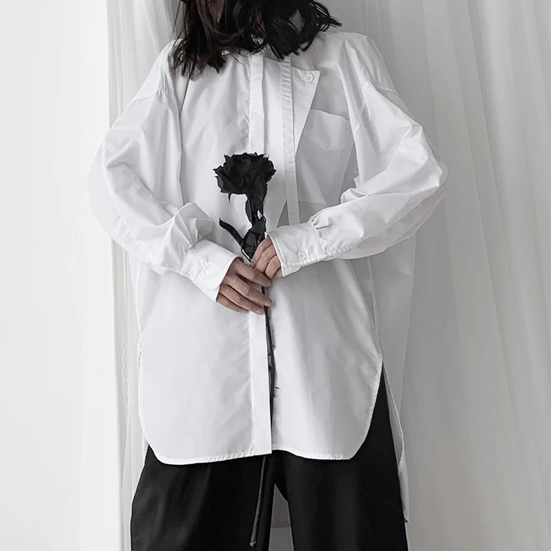 2019 корейский стиль женская однотонная черная белая блузка рубашка с длинным