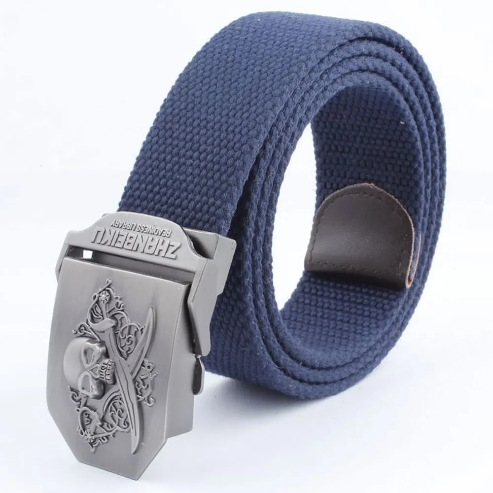 Style4 Navy Мужской ремень, уплотненный холст, Нью-Йорк щит, ремни, военный пояс, армейский тактический ремень, высокое качество, ремень 110, 140 см, 10 цветов - Цвет: Style4 Navy