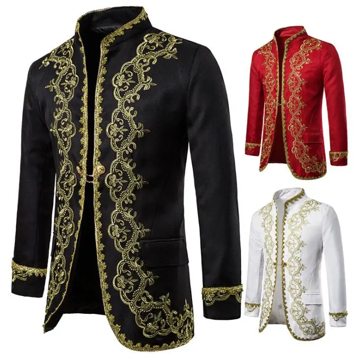 Мужской деловой костюм приталенный пиджак золотистого цвета в Европейском стиле