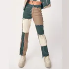 Женские джинсы с высокой талией, универсальные расклешенные брюки в уличном стиле, в стиле хип-хоп, с пэчворком, на пуговицах, 2020