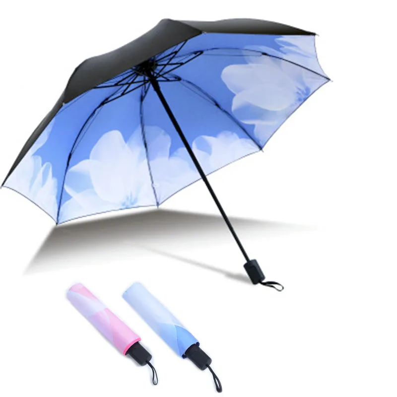 Новый ультра легкий зонт от солнца женский мини небольшой свежий складной 3 раза