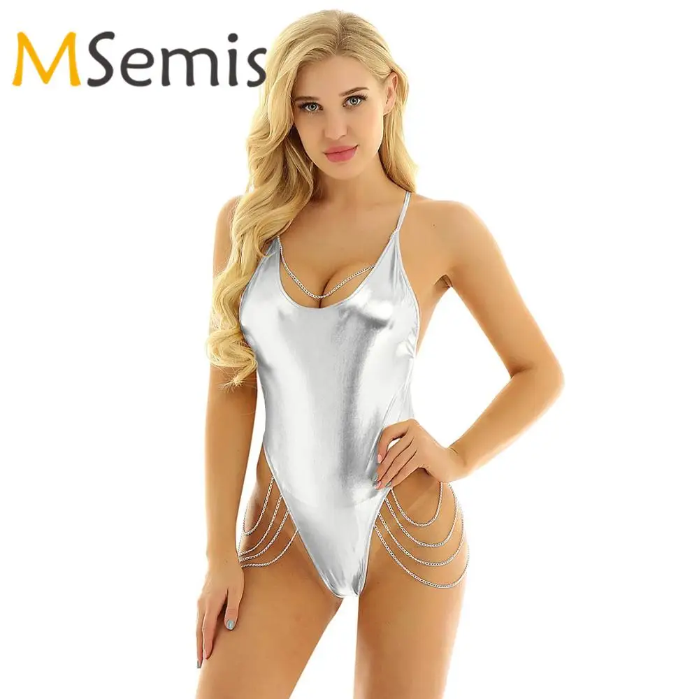 Женский купальник с металлическим блеском Блестящий купальный костюм