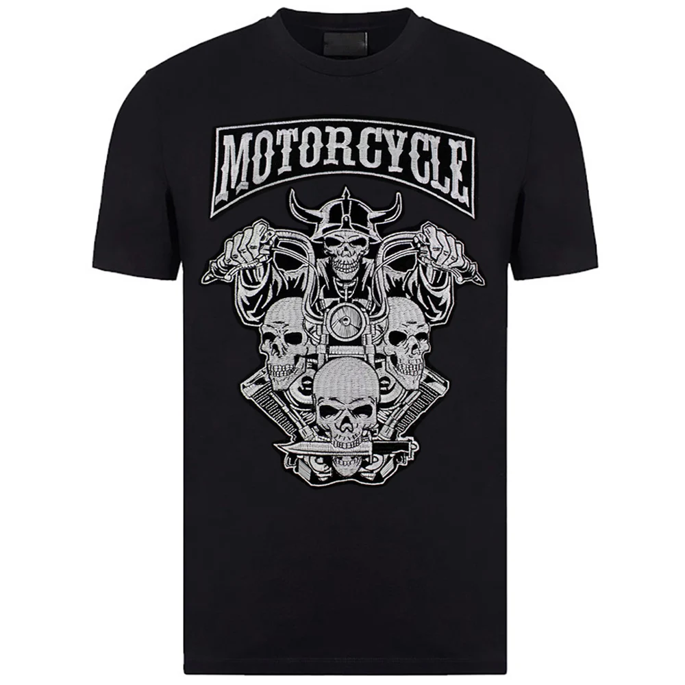 Нашивка с вышивкой в виде черепа на мотоцикл аппликация помощью утюга этикетка