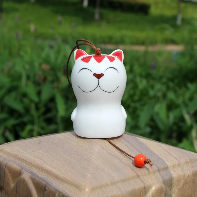 Керамические Куклы для кошек, подвесные колокольчики, японские украшения, фигурка животного, колокольчик, декоративные колокольчики, колокольчики