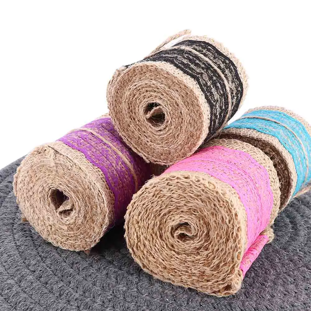 1 рулон натуральный джут джутовая ткань мешочная лента с хлопковая кружевная DIY