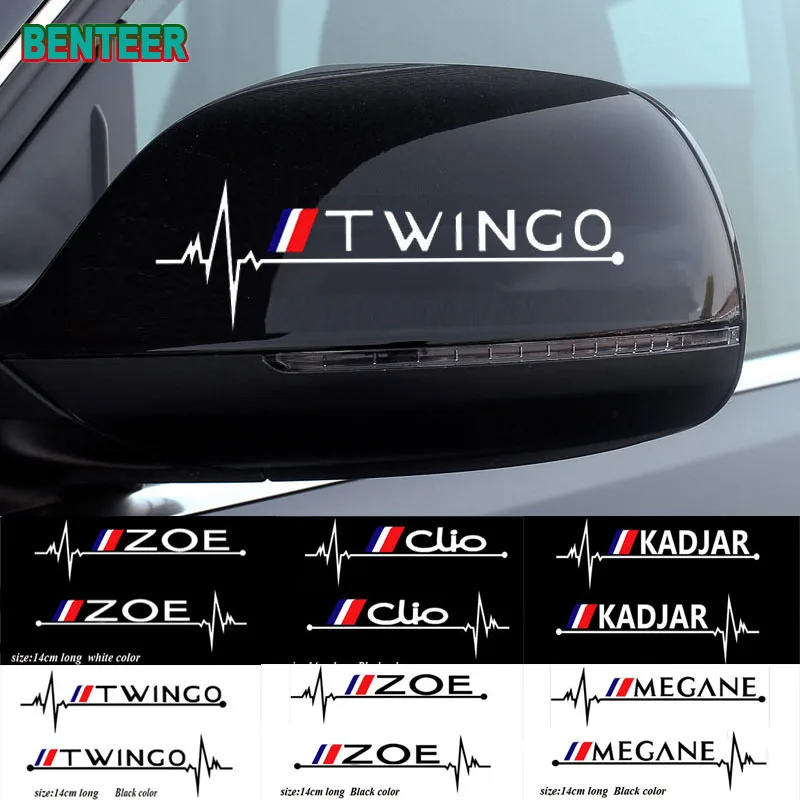 2 шт. Автомобильная наклейка на зеркало заднего вида для Renault Clio ZOE duster Megane TWINGO
