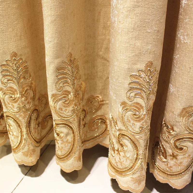 

European Style Curtains for Living Room Chenille Embroidered Curtains Custom-made Study Bedroom Floating Curtain
