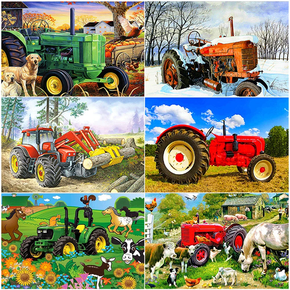 5D алмазная живопись живописный грузовик трактор мозаика Сделай Сам Картина