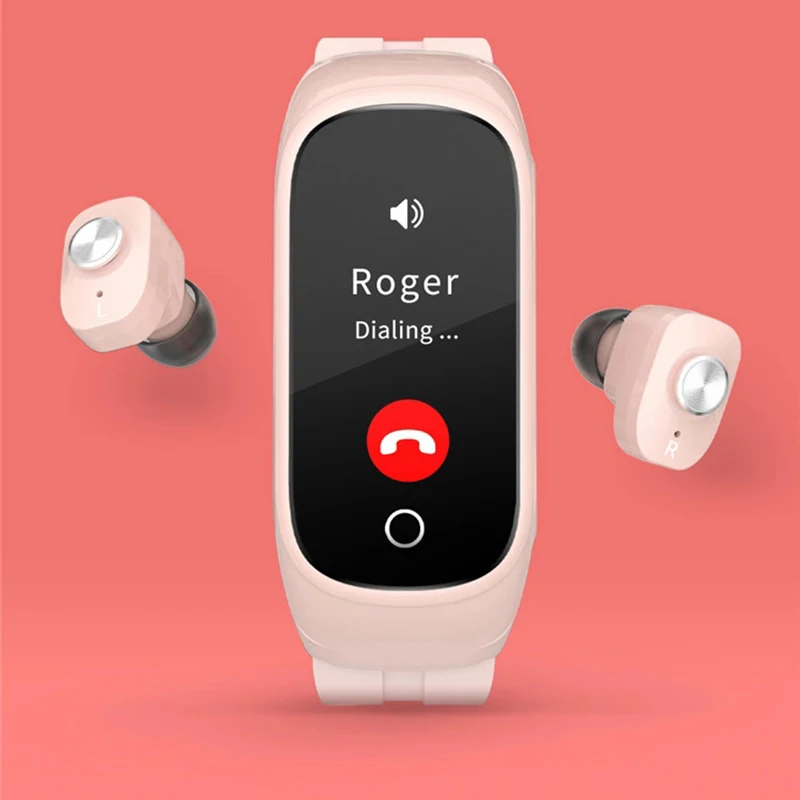 Новые спортивные беспроводные Bluetooth наушники и умный браслет 2 в 1 TWS 5 0 гарнитура