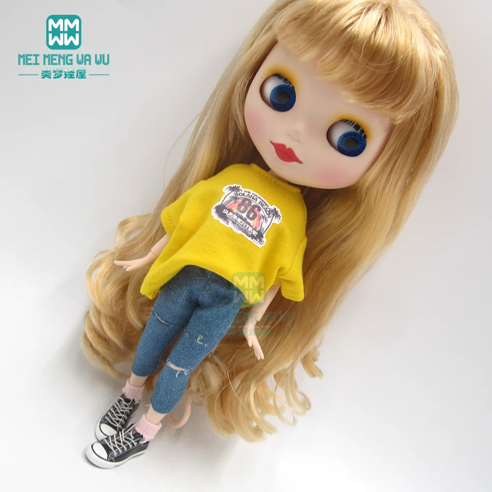 1 шт. модная одежда Blyth Doll футболки клетчатые юбки носки кроссовки для azone1/6