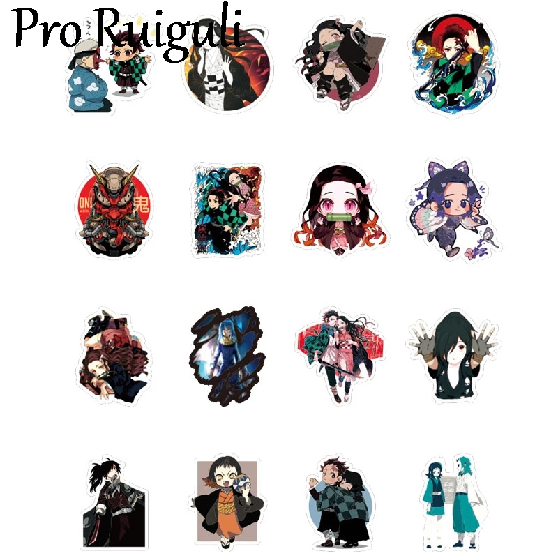

50pcs Demon Slayer Kimetsu no Yaiba scrapbooking Stickers packs Waterproof Skateboard Suitcase Guitar Graffiti decals pasters