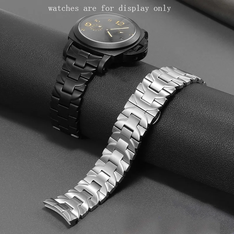 

Replacement Metal Belt For Luminor Series PAM441 111 00448 Stainless Steel Watchband 22mm 24mm Silver Black Male's Watch Chain