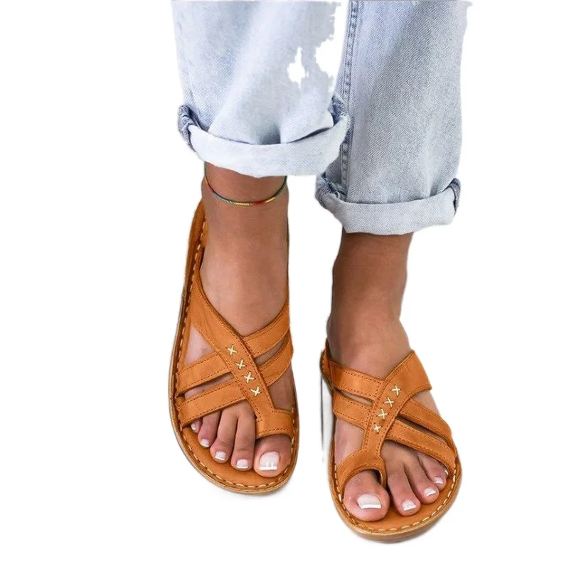 

Сандалии-гладиаторы женские, на низком каблуке, в римском стиле, повседневные, 2021