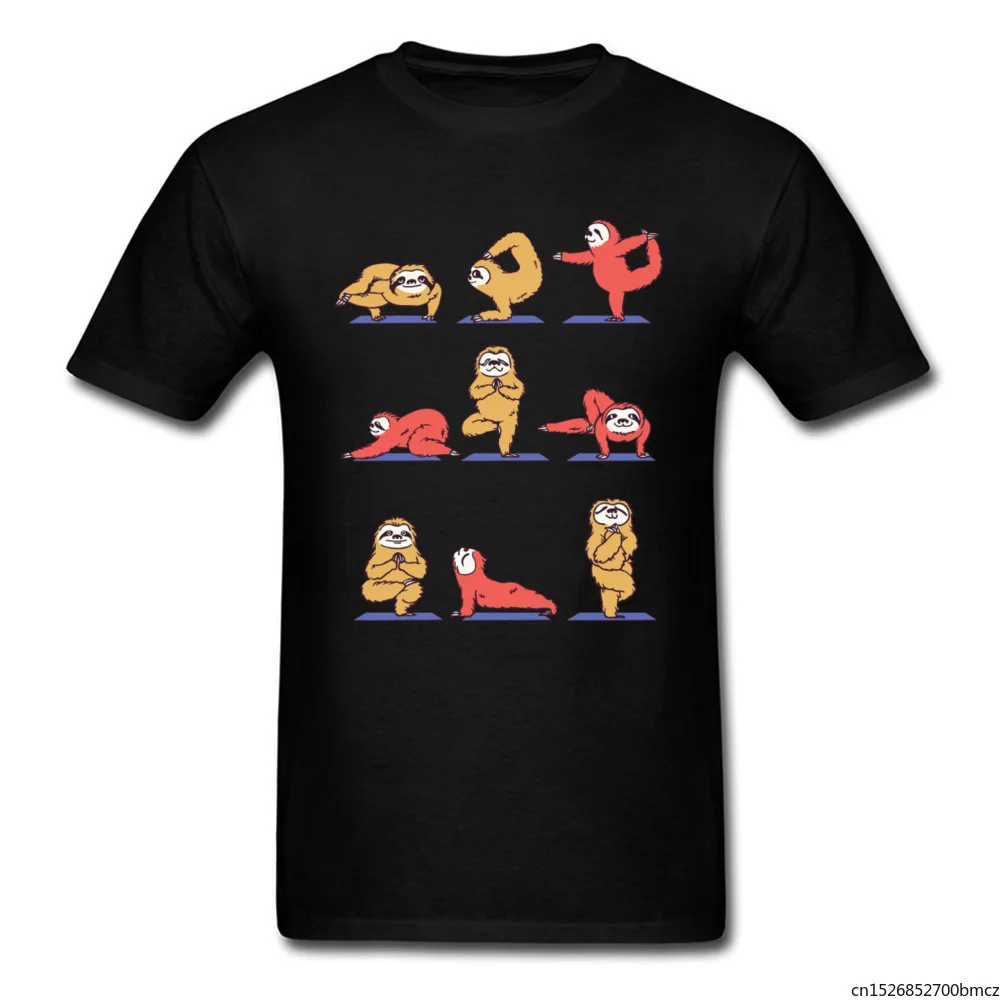 

SLOTH Positions OM Funny Tops Shirts Take Exercise Physical NEW YEAR DAY Christmas Tshirt