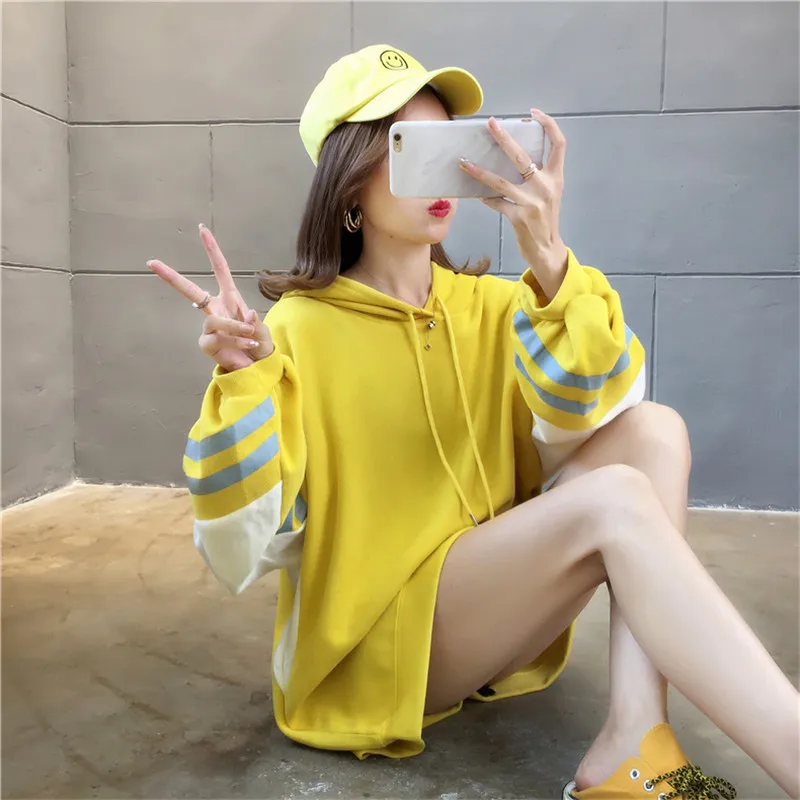 Женские толстовки в Корейском стиле тонкие с капюшоном Instagram пуловеры пэчворк