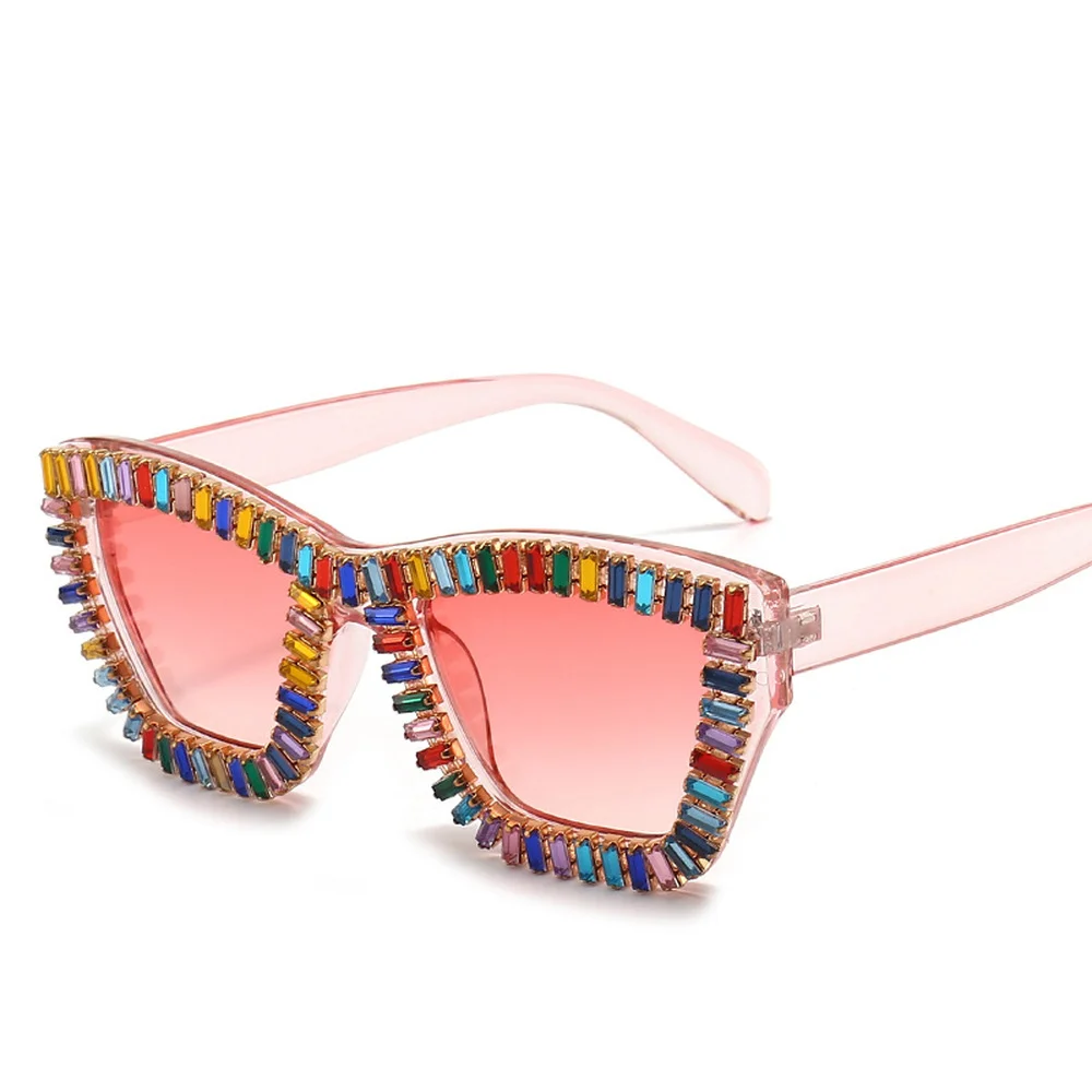 

Fashion Women Oversized Eyewear Luxury Diamond Sunglasses Men Decoration Large Rhinestone Square Sun Glasses Party Dance Shades