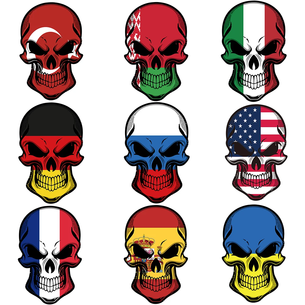 Наклейки и наклейки на бампер автомобиля с национальным флагом скелетом