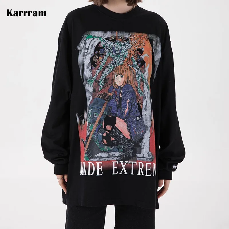 

Karrram Japanese Anime Girls Printed T-shirt Death Note Amane Misa Sweatshirt Women Cartoon Oversize Harajuku Tops Hip Hop Tees
