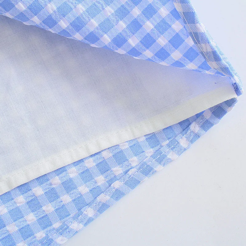 

2021 Summer Women Plaid Casual Shorts Skirts Pleated ZA Back Zipper Female Elegant Sweet Shorts Clothes