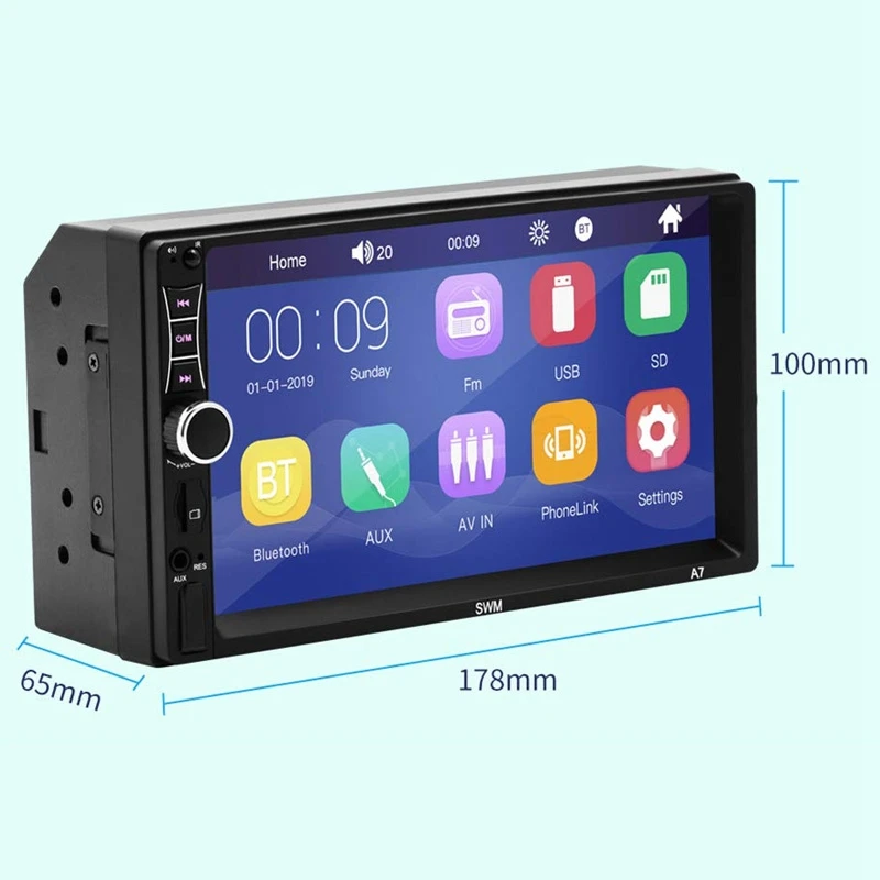 7 дюймов двойной DIN автомобильный стерео проигрыватель с Bluetooth A7 Пресс Экран DVD