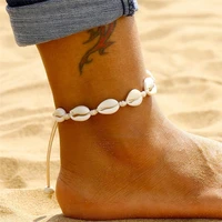 fashion bohemian shell conch rope womens anklet shell charm anklet beach barefoot bracelet ankle leg chain ankle jewelry