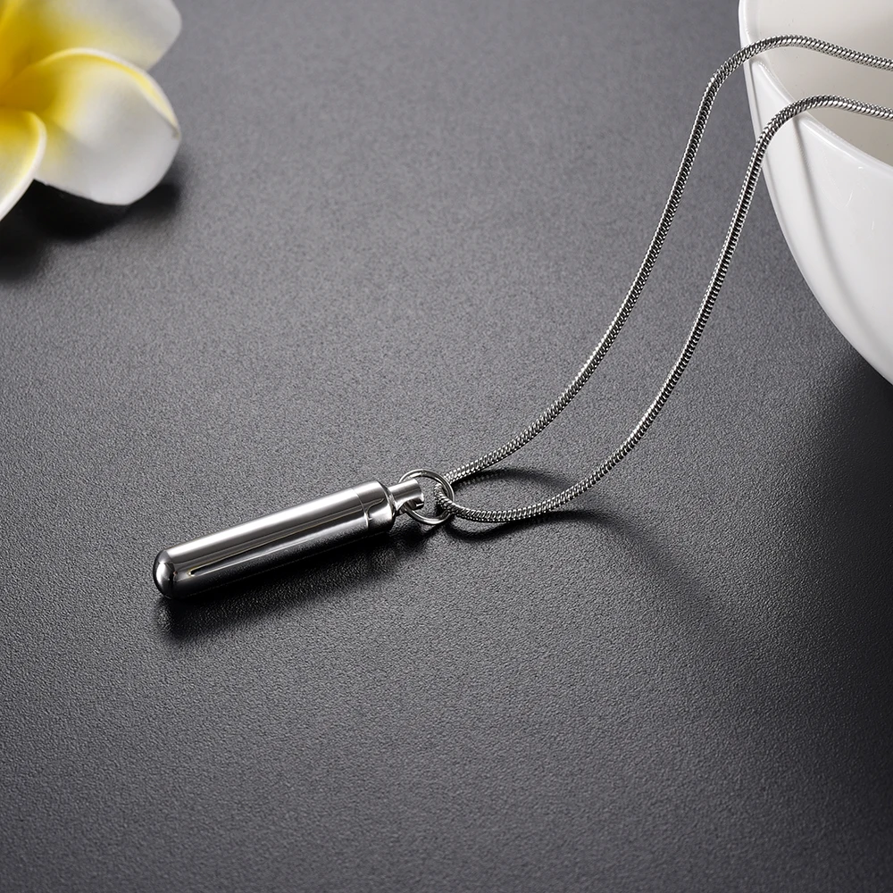

Custom Stainless Steel Cylinder Pendant for Pets Ashes Remembrance Loss of Memorial Urn Necklace-Always on My Mind