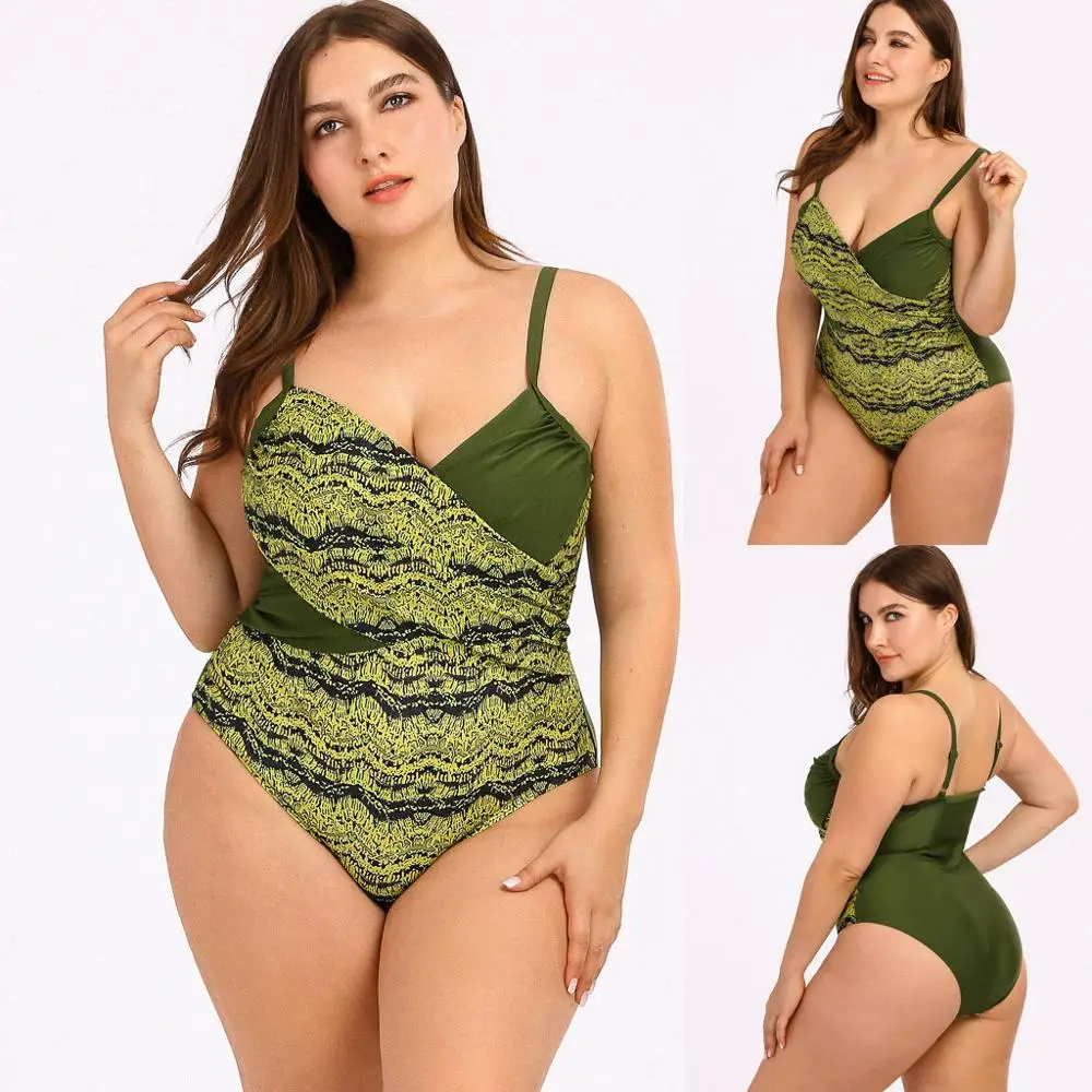 Сексуальный сдельный купальник большой Размеры принт купальники Для женщин