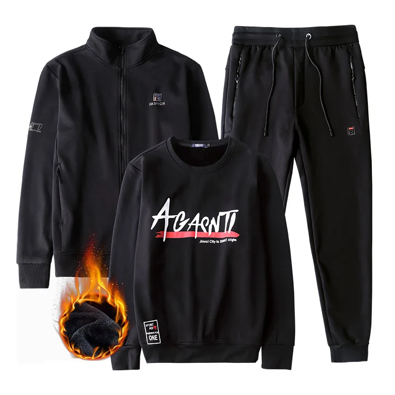 8XL большой спортивный костюм Для мужчин 3 предмета комплект со штанами зимняя