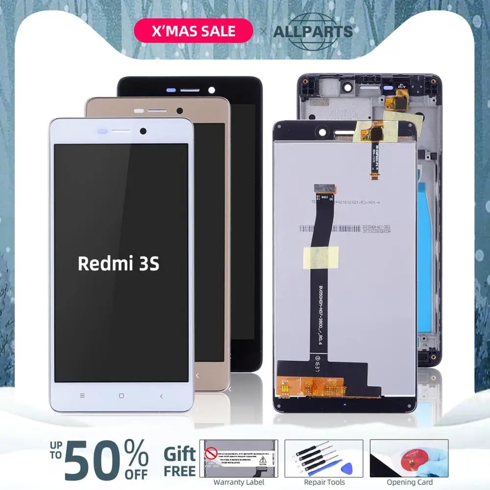 Дисплей для XIAOMI Redmi 3S 3S Prime LCD в сборе с тачскрином на рамке 5.0'' черный белый золото