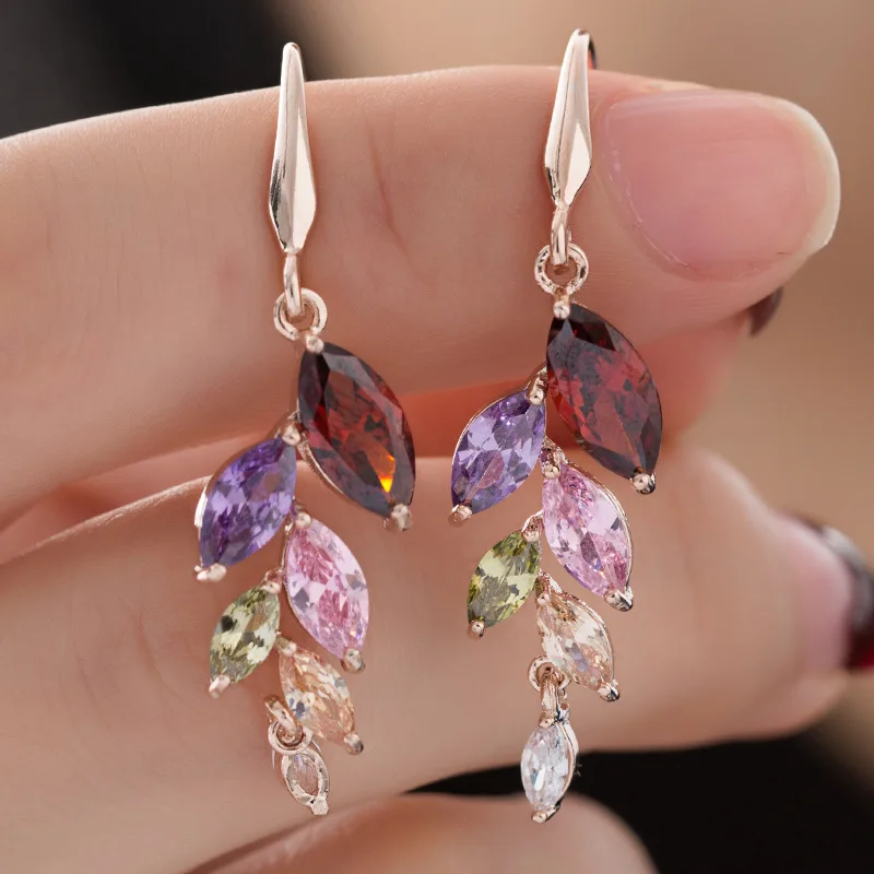 Женские Висячие серьги SLBRIDAL гипоаллергенные подвески из циркония кубический