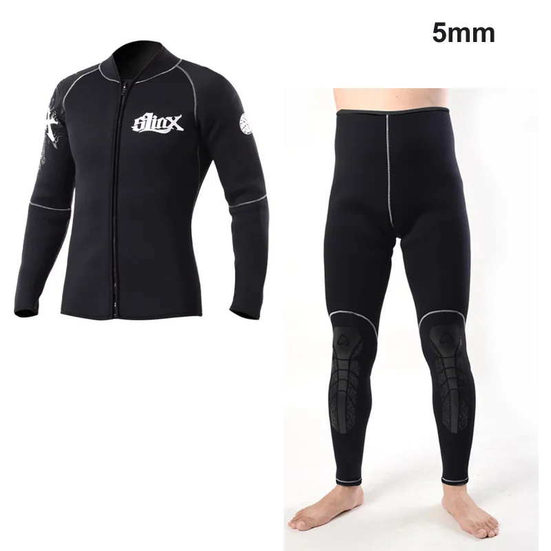 Топ и низ Wetsuit 5 мм SCR с длинным рукавом Neopren куртка на молнии брюки для мужчин