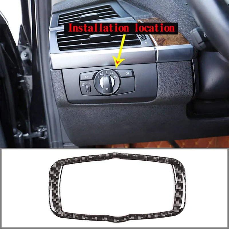 

For Bmw X5 X6 2008-2013 Headlight Switch Frame Protection Decoration Stickers Real Carbon Fiber (Soft) Car Interior Modification