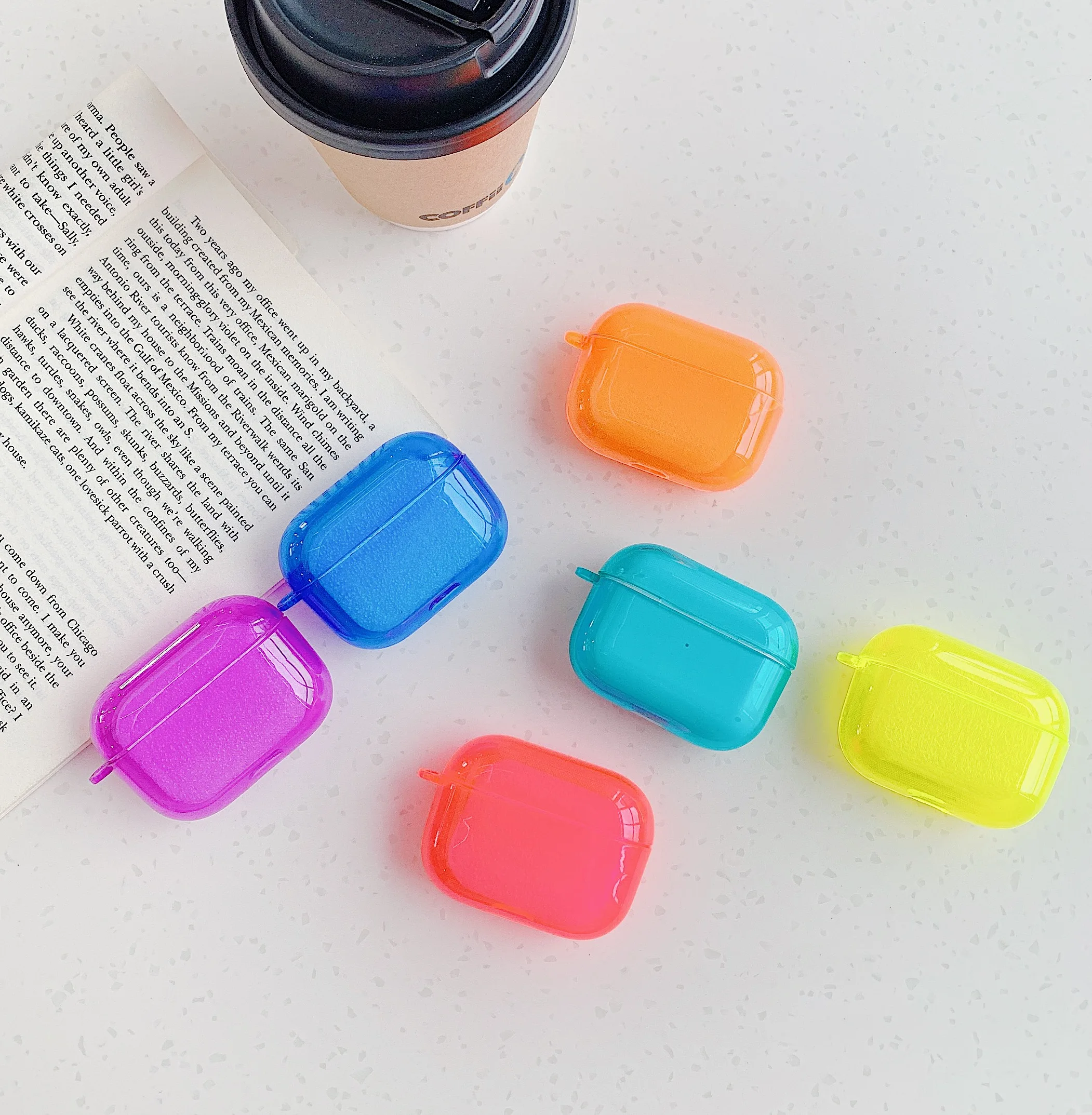 Чехол для Airpods Pro неоновые конфеты флуоресцентный мягкий прозрачный милый чехол