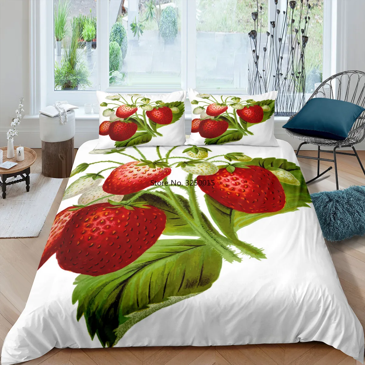 Red Orange Bedding Set Fruit Double King Duvet Quilt Cover Bedclothes Pillowcase 2/3pcs Comforter Home Textile | Дом и сад