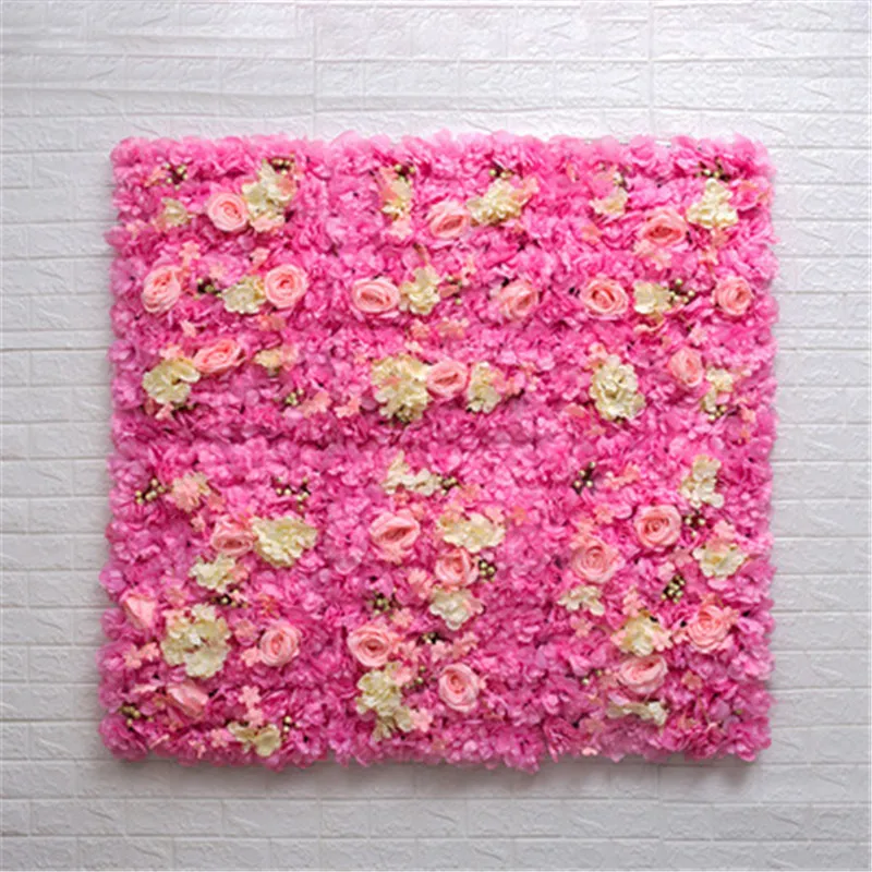 

Artificial Flowers DIY Wedding Decoration Flower Wall Panels Silk Rose Flower Pink Romantic Wedding Backdrop Decor