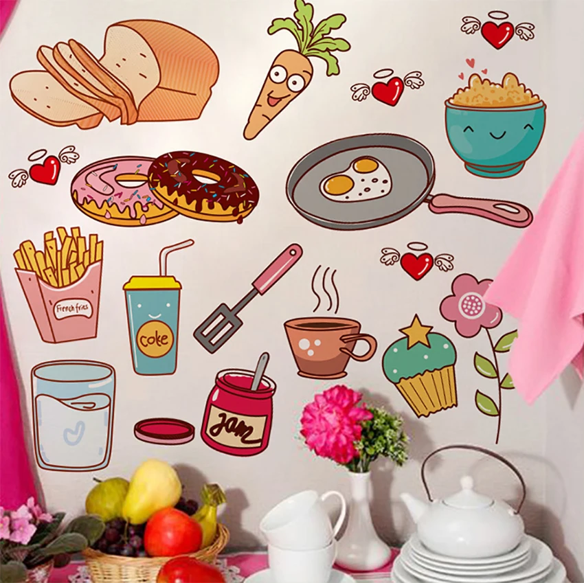 Food Pattern Wall Sticker - Self Adhesive Vinyl Decal for Kitchen Decor and Home Wall Decoration - Removable image 5