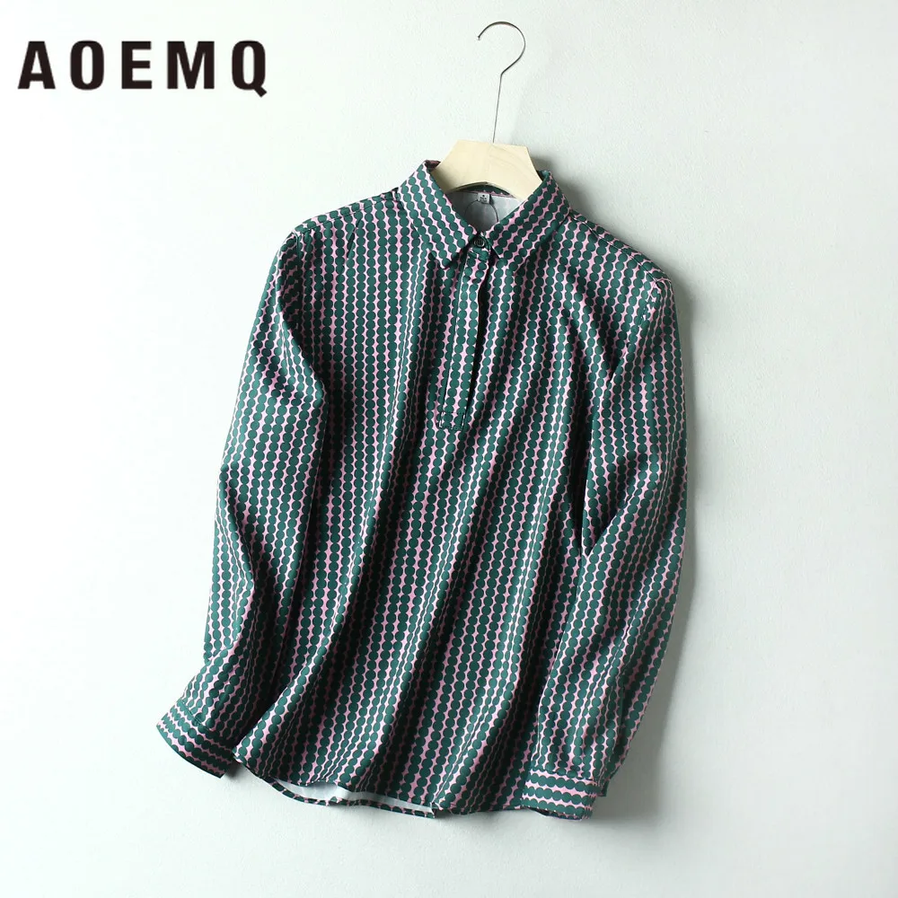 AOEMQ модные рубашки для ночного клуба молодых людей с принтом в горошек темного