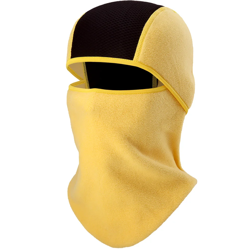 Yellow Зимняя Флисовая Балаклава, шапка, лицевой щит, мотоциклетная, велосипедная, военная, тактическая маска на голову, капюшон, подкладка, шапки для мужчин и женщин - Цвет: Yellow