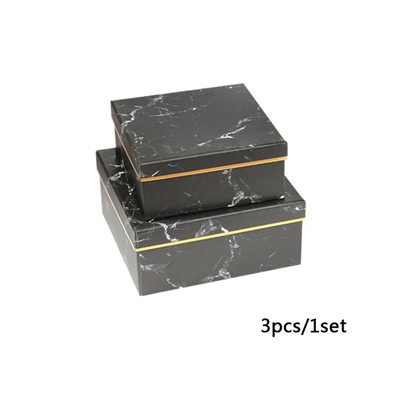 C Black 3 Pcs Рождественский креативный Простой Мраморный Стиль Подарочная коробка флорист шляпа Коробки Подарочный пакет конфеты коробка упаковка Цветы Подарки вечерние принадлежности - Цвет: C Black 3 Pcs