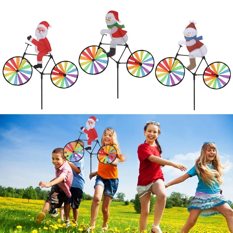 3D большой Санта Клаус на велосипеде ветряная мельница ветер вертушка двора сада