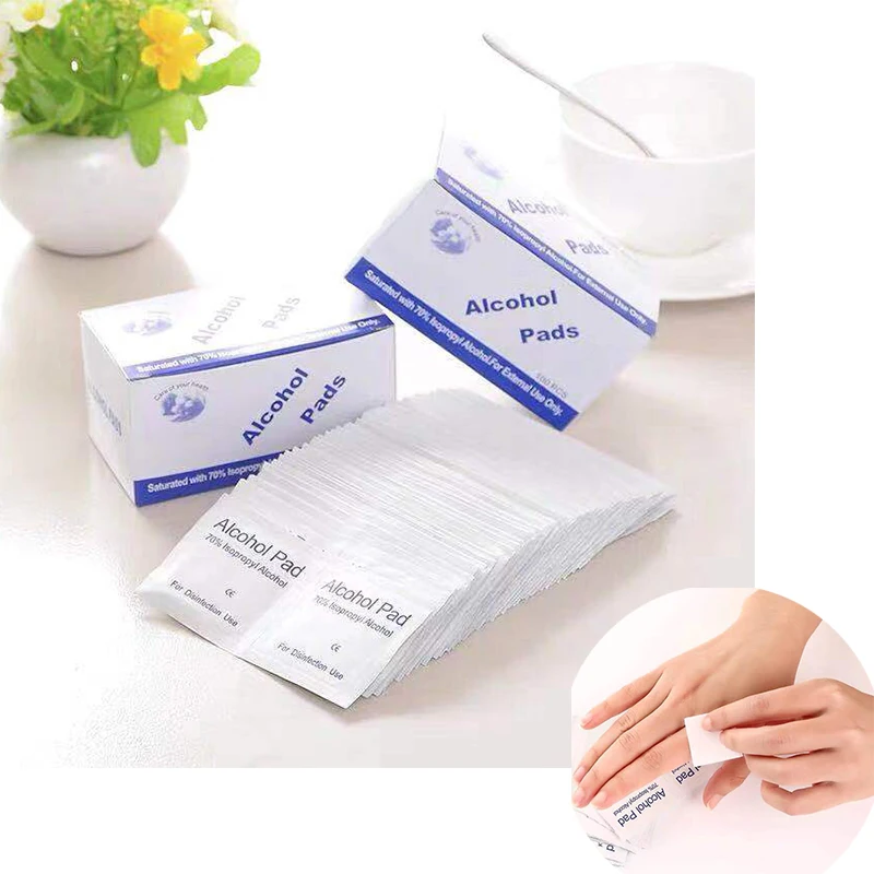 100 Pcs per box Alcohol Wet Wipe Disposable Disinfection Prep Swap Pad Antiseptic Skin Cleaning Care Jewelry Phone Clean Wipe