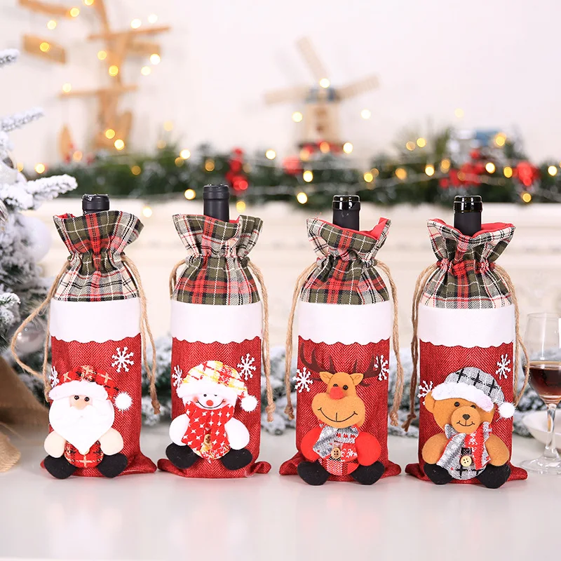 Christmas Wine Bottle Cover - Santa Claus Wine Bottle Bag for Festive Home Decor and Table Settings - New Year Christmas Ornaments image 3