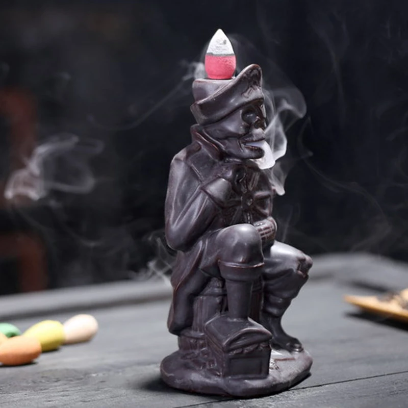 Ароматный водопад череп пират керамическая Мебель для комнаты украшение