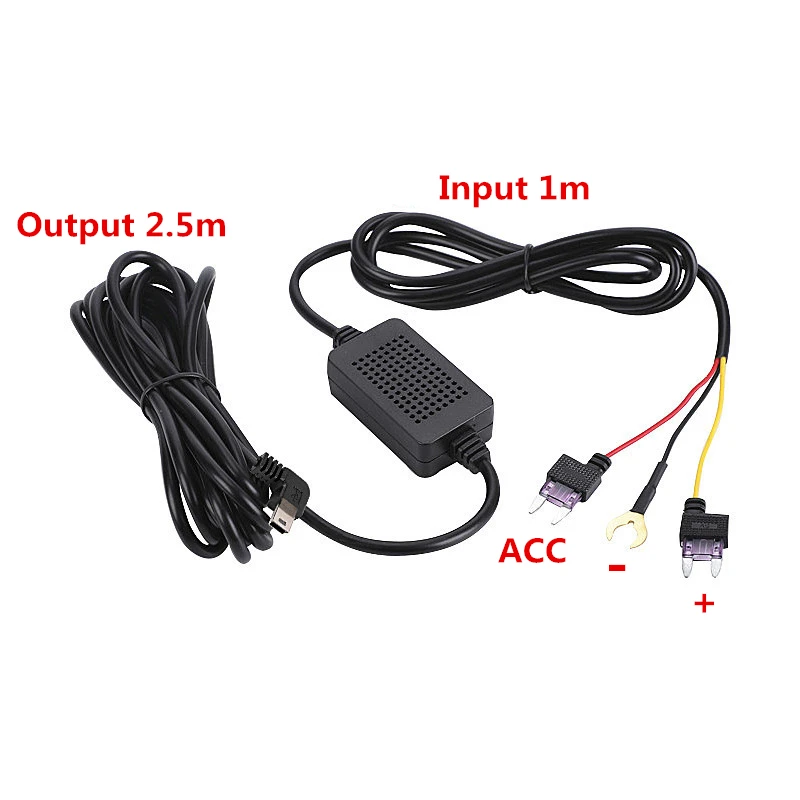 12v24v 3a dash cam cable mini micro usb car charger 24h parking buck line dvr step down three core lines charging cables free global shipping