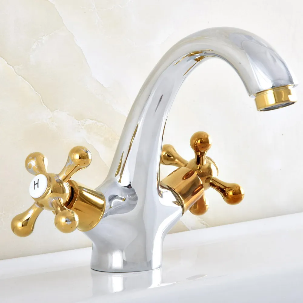 

Polished Chrome Gold Color Brass Single Hole Deck Mounted Cross Handle Bathroom Vessel Basin Sink Faucet Mixer Water Taps mnf480