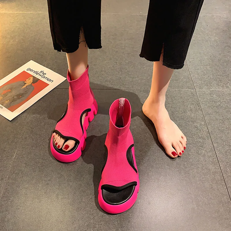 

Women's Platform Sandals Summer 2021 New Flip-Flops Internet Celebrity All-Matching Trendy Stretch Socks Roman sandals