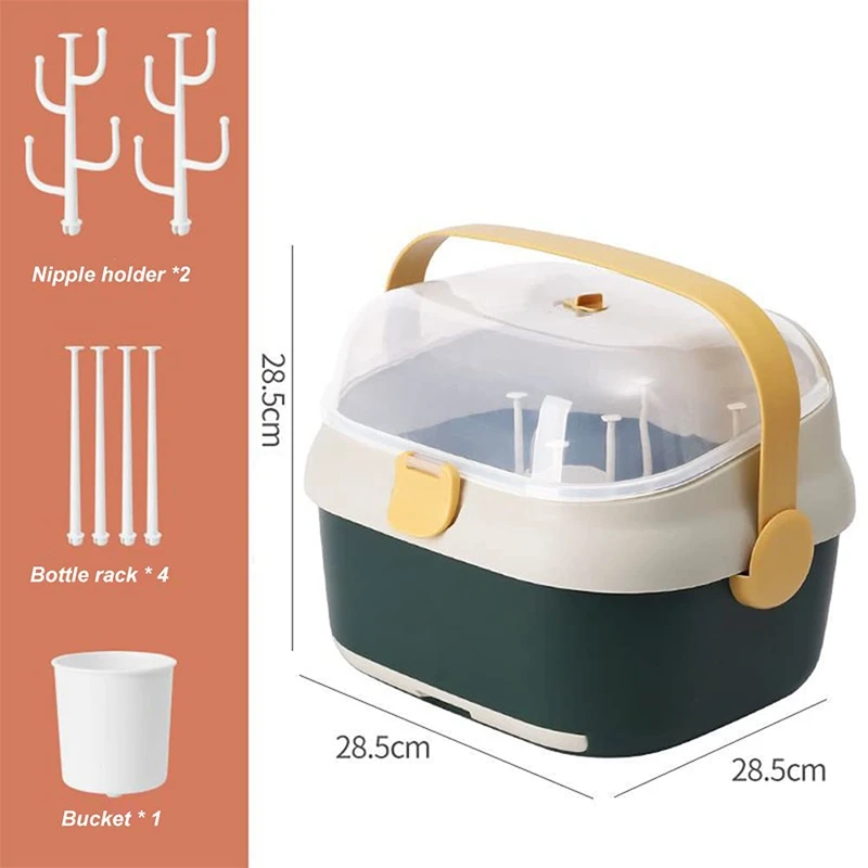Baby Bottle Drying Rack Container with Drainer Portable Nursing Cutlery Box Cover Holder | Дом и сад
