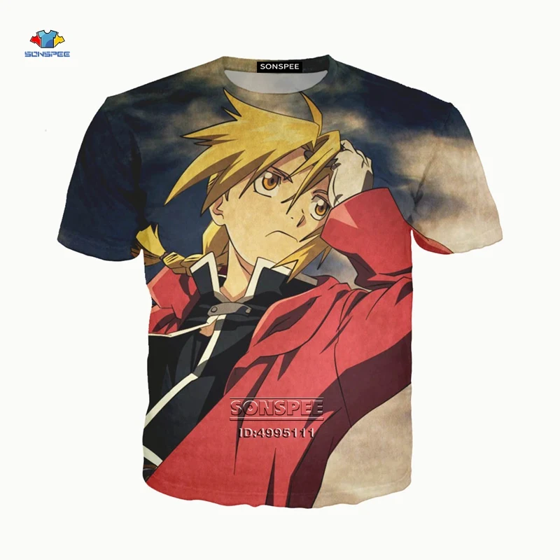 

2020 Japan Anime Classical Fullmetal Alchemist 3D Print Man's T-Shirt Women T shirt Summer Tshirt Harajuku Casual Fitness Shirt