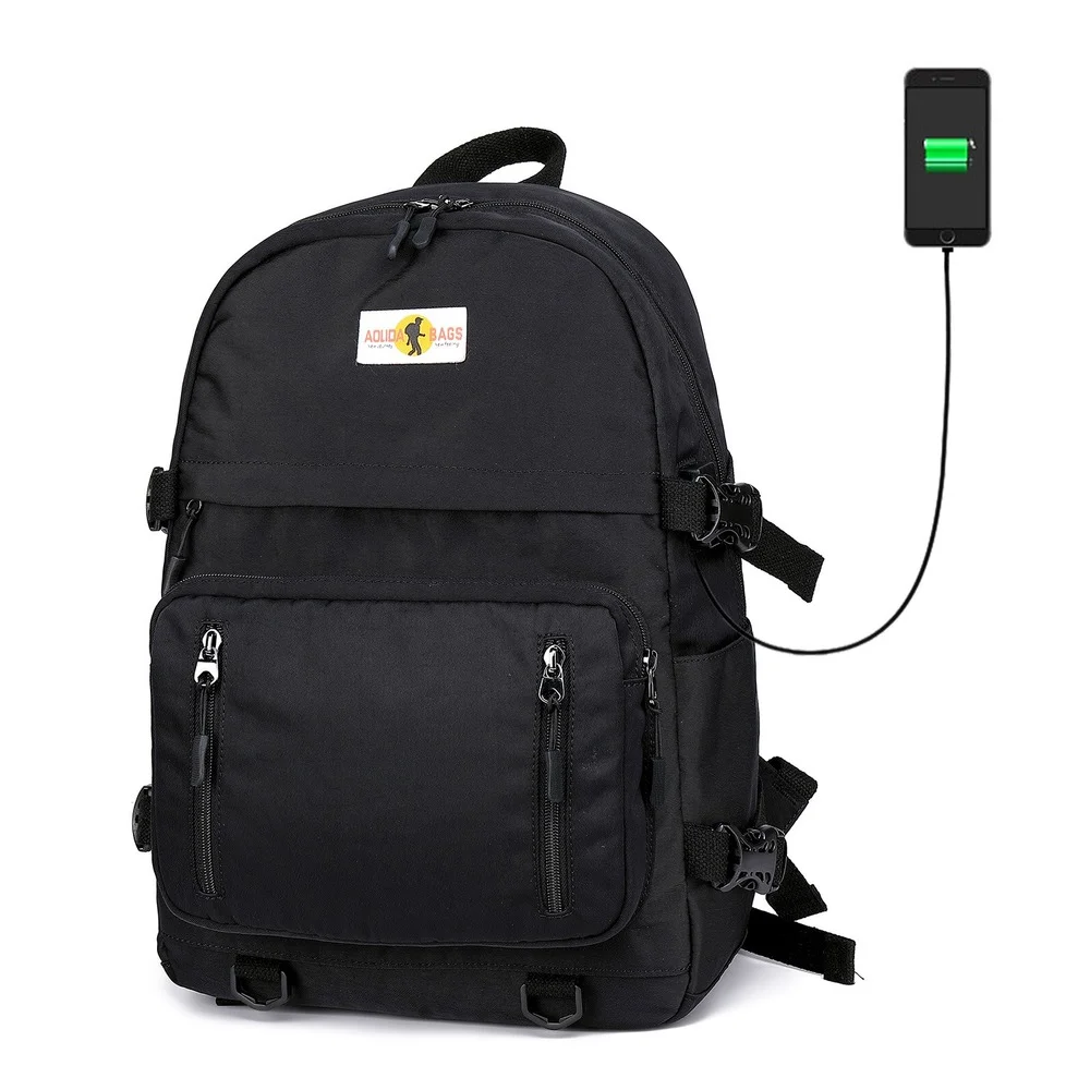 

Fashion Female College Student School Bag Casual Backpack Male Backpack Fashion Street Travel Bag Large Capacity Black Nylon Bag